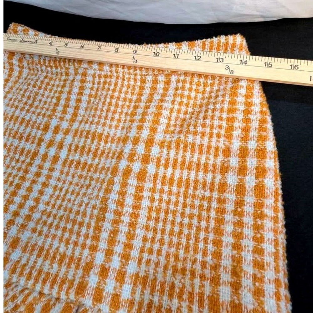 Naked Zebra Orange ~ White Plaid Tweed Ruffle Mini Skirt OS114324 Women's Small - Picture 5 of 10